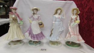 A set of four limited edition Royal Worcester Season's figurines - Springtime 3351/7500,