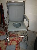 A commode chair.