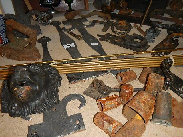 A large lot of metal gate hinges, handles etc. - Image 3 of 3