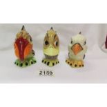 Three signed Lorna Bailey 9ct grotesque birds - Eddie the eagle, Duck Quackers and Wally the Wader.