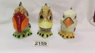 Three signed Lorna Bailey 9ct grotesque birds - Eddie the eagle, Duck Quackers and Wally the Wader.