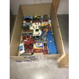 A large box of play worn Dinky and Corgi diecast vehicles