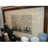 A pair of nautical prints of English and Dutch fishing fleets.