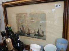 A pair of nautical prints of English and Dutch fishing fleets.