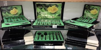 13 boxes of vintage Viners country garden cutlery sets,