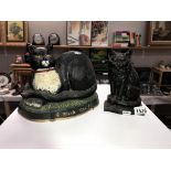 2 cast iron cat doorstops