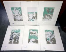 Elisabeth Frink (1930-1993) collection of 6 x lithographic prints on chain laid paper circa 1975.