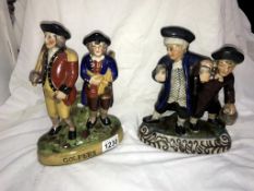 2 Staffordshire pottery figure groups