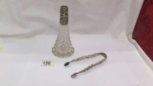 Silver lot - Georgian sterling silver sugar nips with pierced decoration and acor spoon bowls