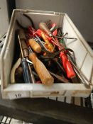 A box of assorted screwdrivers etc.