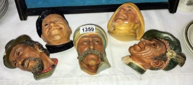 5 vintage Bossons planter heads A/F