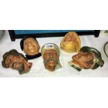 5 vintage Bossons planter heads A/F