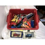 A box of play worn Die cast vehicles including Matchbox & Dinky etc.