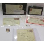 A good selection of penny red stamps on letters, various plates and a penny red.