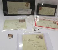 A good selection of penny red stamps on letters, various plates and a penny red.
