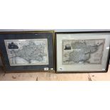 2 framed Pigot and Co engraving maps of Essex and Dorset 35cm x 22cm,