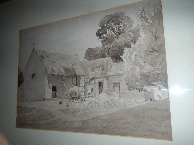 Two framed and glazed pencil and goauche rural scenes signed b M Brown 1890. - Image 4 of 9