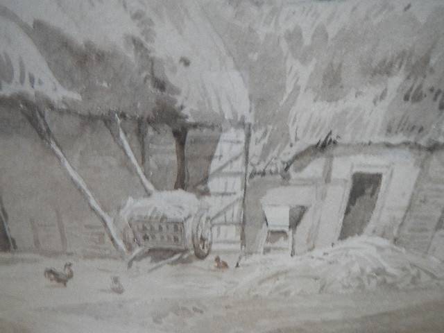 Two framed and glazed pencil and goauche rural scenes signed b M Brown 1890. - Image 8 of 9