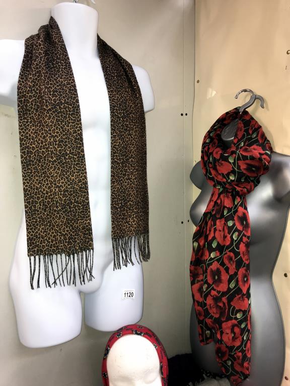 A good lot of scarves including head scarves, some new items and 2 torso wall art figures. - Image 2 of 3