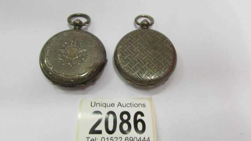 Two ladies silver fob watches (not working). - Image 2 of 2