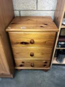 A solid pine three drawer chest, 45 x 40 x 61 cm high.