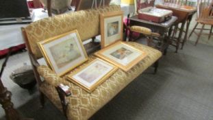 A mahogany framed sofa with string inlay.