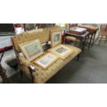 A mahogany framed sofa with string inlay.