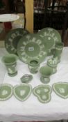 Twelve pieces of Wedgwood Green Jasper ware.