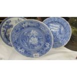 Three Spode blue and white plates.