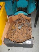 A box of old metal chains.