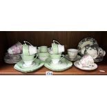 A Royal Couldon 10 piece set, Royal Stafford cups & saucers x2,