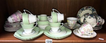 A Royal Couldon 10 piece set, Royal Stafford cups & saucers x2,