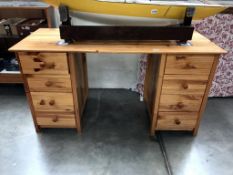 A solid pine double pedestal desk