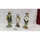 Three Beswick figurines - Huntsman Fox, Fisherman Otter and Hiker Badger.