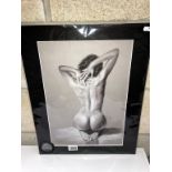 A mounted print of a nude portrait study by Christopher Bukowski