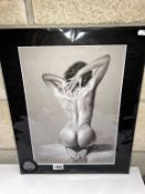 A mounted print of a nude portrait study by Christopher Bukowski