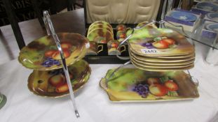 A Japanese hand painted sandwich set on stand together with a matching 2 tier cake stand.