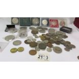 A mixed lot of coins including crowns.