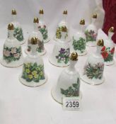 A set of 12 Royal Botanic Garden Wildflower collection bells.
