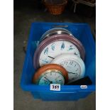 A box of wall clocks.