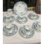 A Victorian blue and white tea set Rd. No. 216332 (missing sugar bowl.