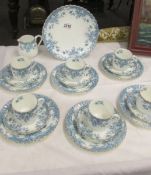 A Victorian blue and white tea set Rd. No. 216332 (missing sugar bowl.