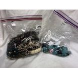 A 2kg of costume jewellery & a bag of turquoise & other stones