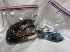 A 2kg of costume jewellery & a bag of turquoise & other stones