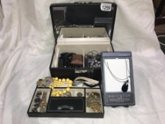 A jewellery box with necklaces, pendants & watches etc.