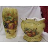 An Aynsley 'Orchard Gold' pattern vase and jardiniere.