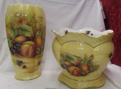 An Aynsley 'Orchard Gold' pattern vase and jardiniere.