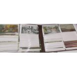 A double postcard album with approximately 45 various postcards.
