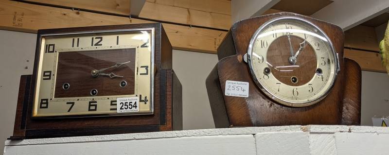 A 1930's mantel clock and one other.