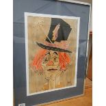 A painting of a clown signed Mamahty. 51 x 66 cm.